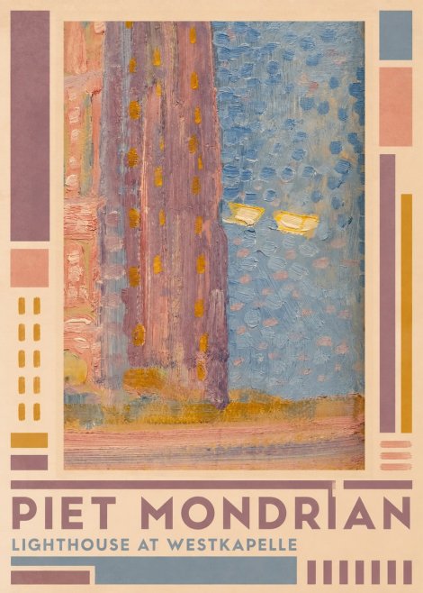 Piet Mondrian Lighthouse at Westkapelle No2 - Poster