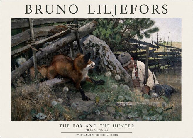 Bruno Liljefors The Fox and the Hunter No1 - Poster