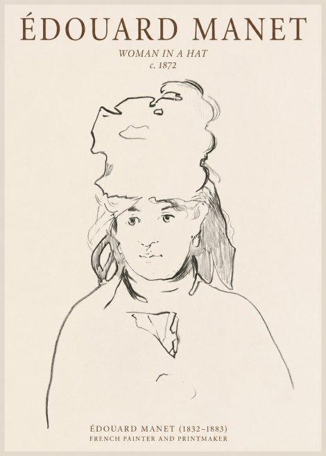 Édouard Manet Woman in a Hat No1 - Poster