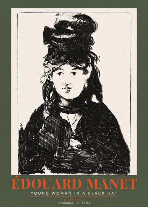 Édouard Manet Young Woman in a Black Hat II No2 - Poster