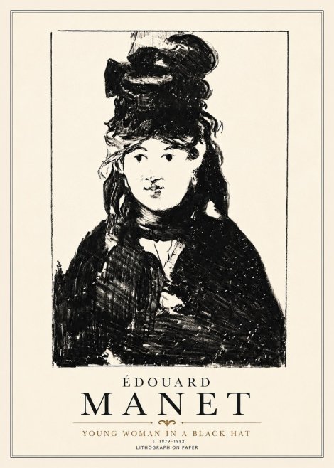 Édouard Manet Young Woman in a Black Hat II No4 - Poster