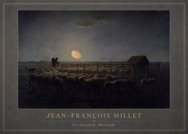 Jean-François Millet The Sheepfold, Moonlight No1 - Poster