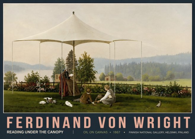 Ferdinand von Wright Reading Under the Canopy No5 - Poster