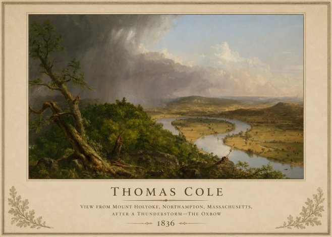 Thomas Cole View from Mount Holyoke, Northampton, Massachusetts, After a Thunderstorm—the Oxbow II No2 - Poster