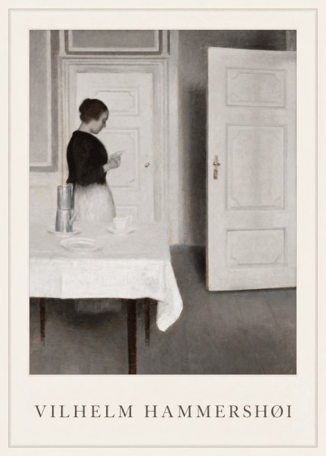 Vilhelm Hammershøi Interior with a Woman Reading a Letter No1 - Poster