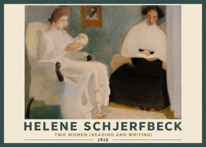 Helene Schjerfbeck Two Women (Reading and Writing) No3 - Poster