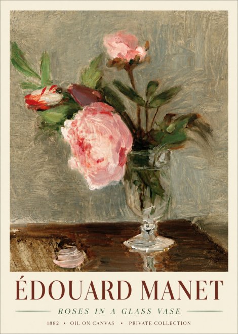 Édouard Manet Roses in a Glass Vase No4 - Poster