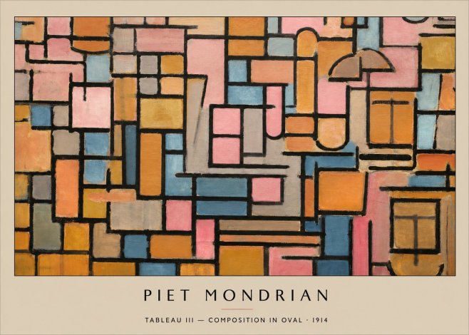 Piet Mondrian Tableau Iii — Composition in Oval No3 - Poster