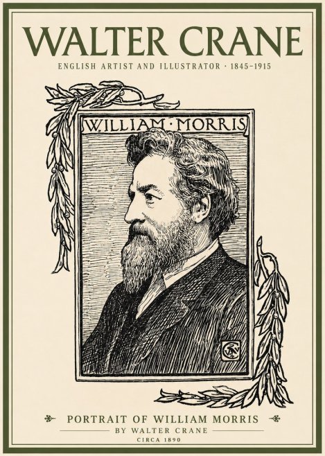 Walter Crane Portrait of William Morris No2 - Poster