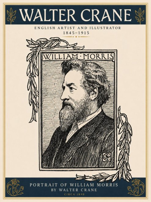 Walter Crane Portrait of William Morris No3 - Poster