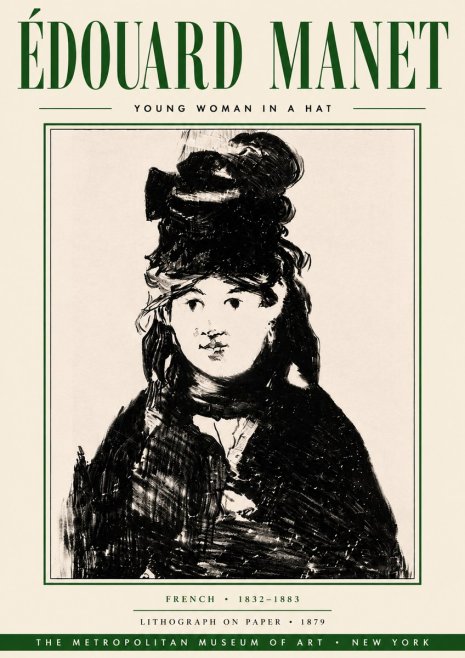 Édouard Manet Young Woman in a Hat II No6 - Poster