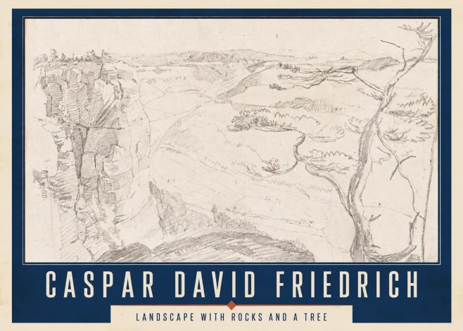 Caspar David Friedrich Landscape with Rocks and a Tree No2 - Poster