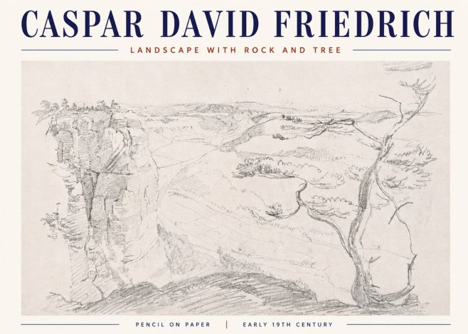 Caspar David Friedrich Landscape with Rocks and a Tree No6 - Poster