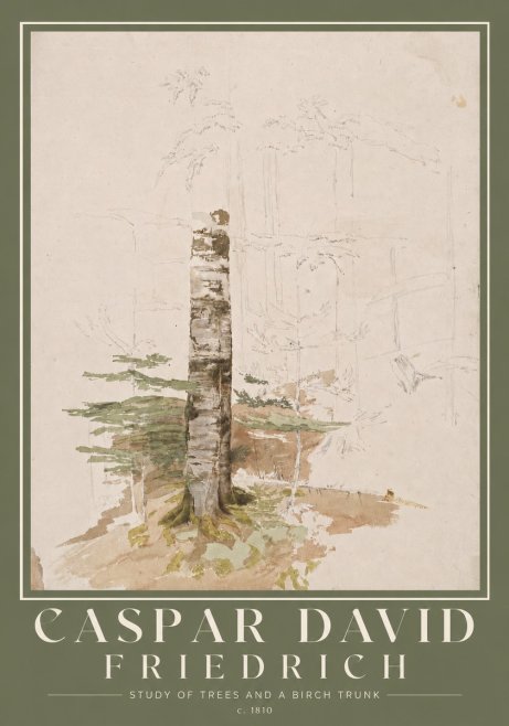 Caspar David Friedrich Study of Trees and a Birch Trunk No2 - Poster