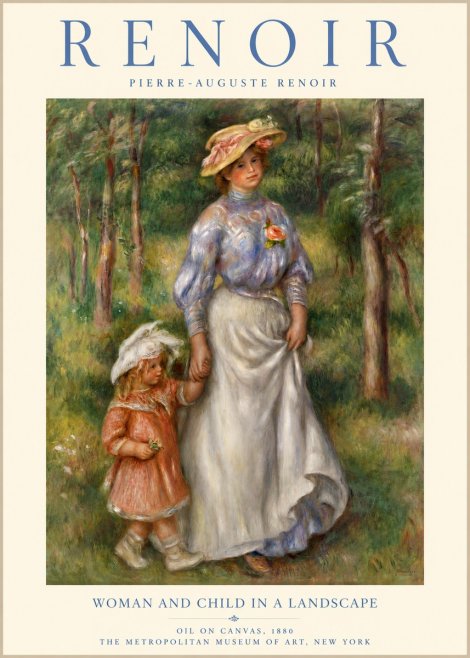 Renoir Woman and Child in a Landscape No3 - Poster