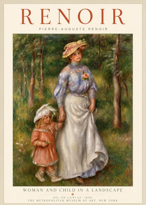 Renoir Woman and Child in a Landscape No4 - Poster