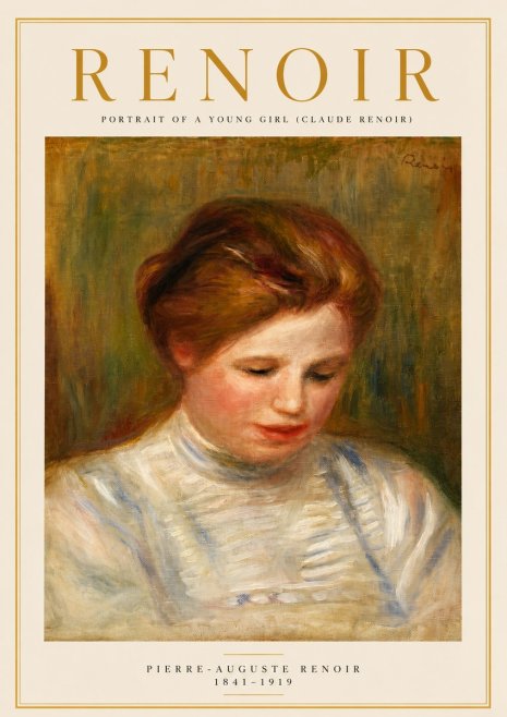 Renoir Portrait of a Young Girl (Claude Renoir) No3 - Poster