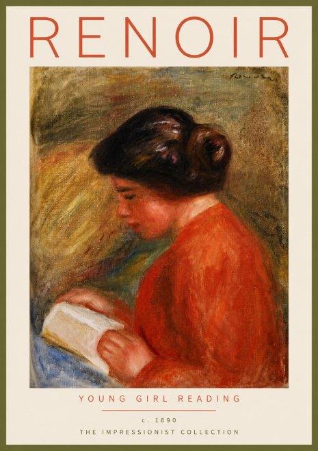 Renoir Young Girl Reading No4 - Poster