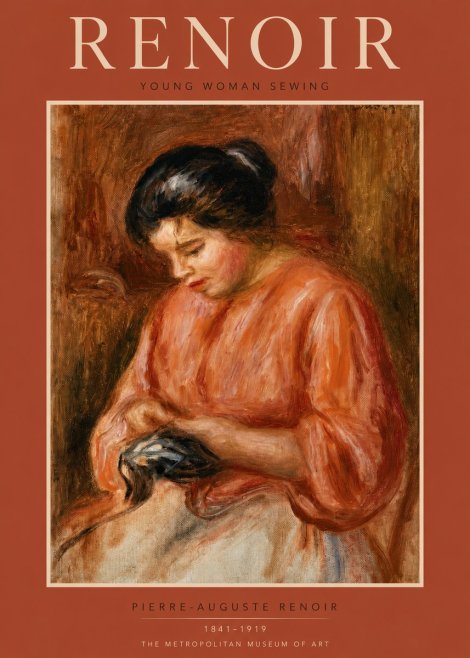 Renoir Young Woman Sewing No3 - Poster