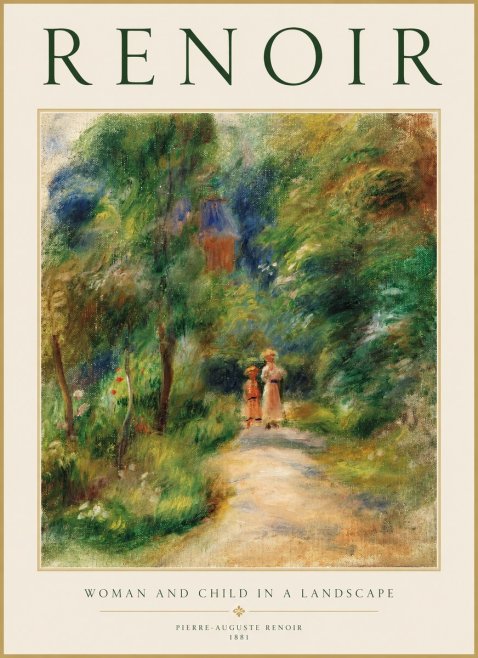 Renoir Woman and Child in a Landscape No1 - Poster