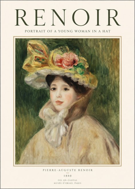 Renoir Portrait of a Young Woman in a Hat No1 - Poster