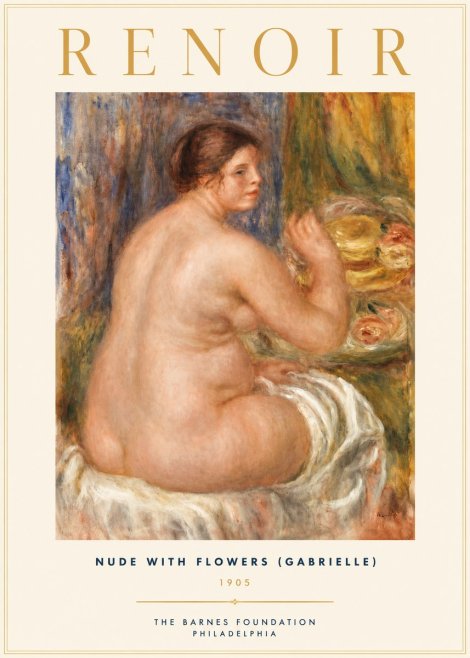 Renoir Seated Nude with Flowers (Also Known as the Large Bather) No2 - Poster