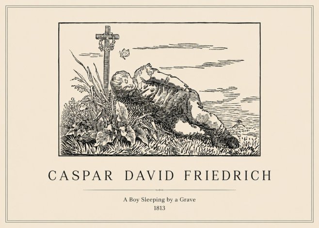 Caspar David Friedrich A Boy Sleeping by a Grave No1 - Poster
