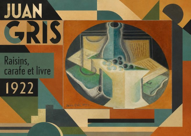 Juan Gris Raisins, Carafe Et Livre No6 - Poster