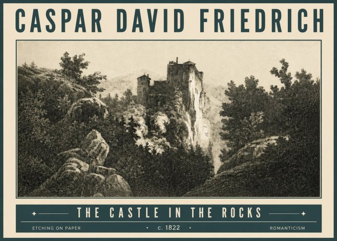 Caspar David Friedrich The Castle in the Rocks No4 - Poster