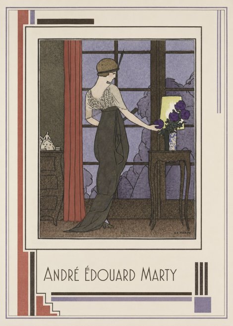 André Édouard Marty Lady at the Window with Roses No1 - Poster