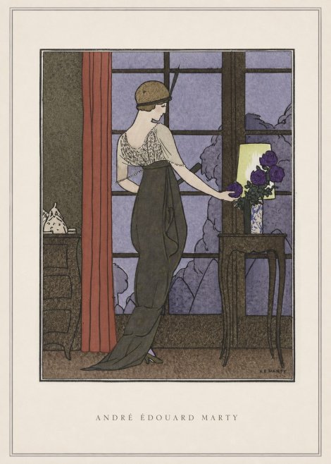 André Édouard Marty Lady at the Window with Roses No4 - Poster