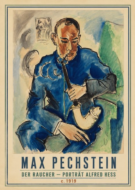Max Pechstein Der Raucher – Porträt Alfred Hess No1 - Poster