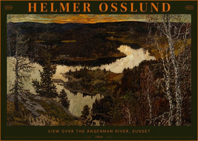 Helmer Osslund View over the Angerman River, Sunset No2 - Poster
