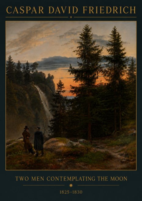 Caspar David Friedrich Two Men Contemplating the Moon I No6 - Poster