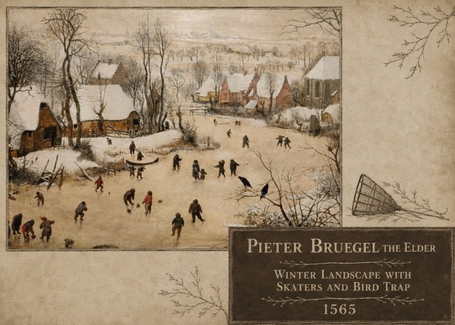 Pieter Bruegel Winter Landscape with Skaters and Bird Trap No5 - Poster