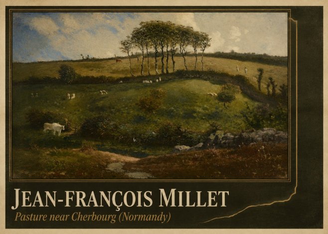 Jean-François Millet Pasture Near Cherbourg (Normandy) No4 - Poster