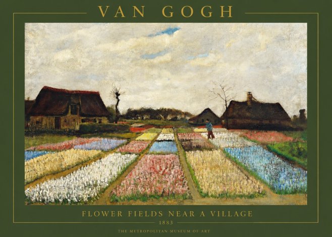 Van Gogh Flower Fields Near a Village No2 - Poster
