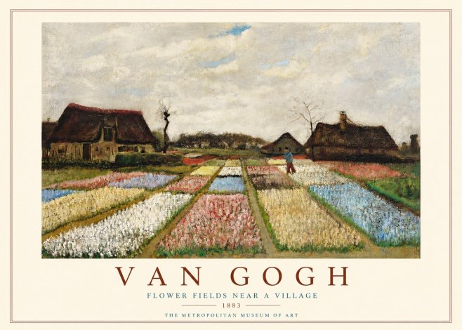Van Gogh Flower Fields Near a Village No3 - Poster