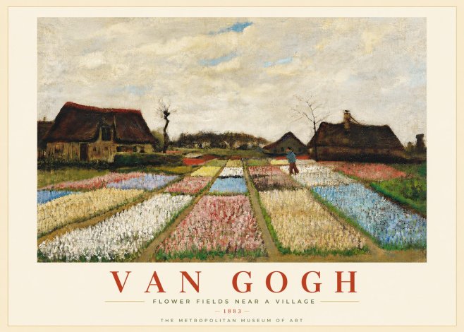 Van Gogh Flower Fields Near a Village No5 - Poster