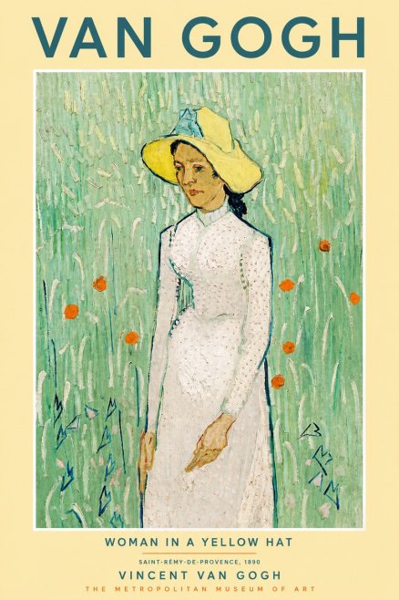 Van Gogh Woman in a Yellow Hat No5 - Poster