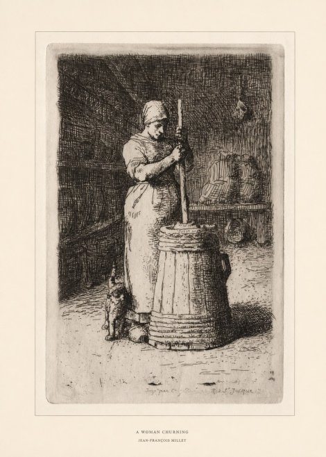 Jean-François Millet A Woman Churning No6 - Poster