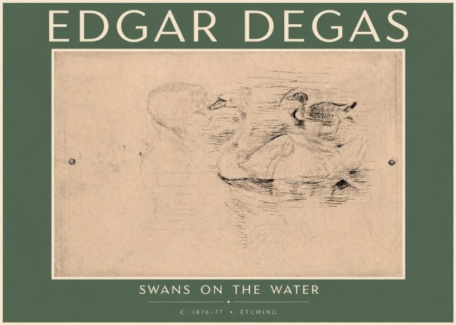 Edgar Degas Swans on the Water No4 - Poster