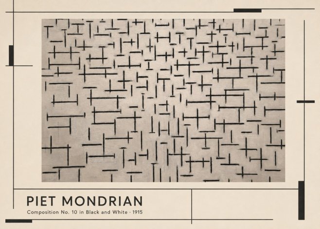 Piet Mondrian Composition No. 10 in Black and White No1 - Poster