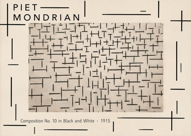 Piet Mondrian Composition No. 10 in Black and White No4 - Poster