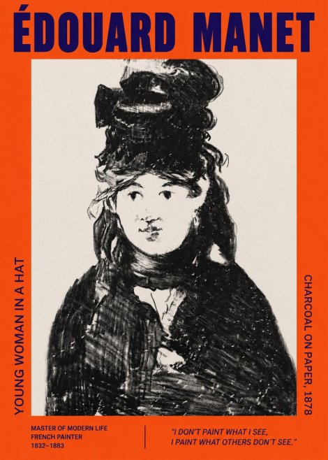 Édouard Manet Young Woman in a Hat III No2 - Poster