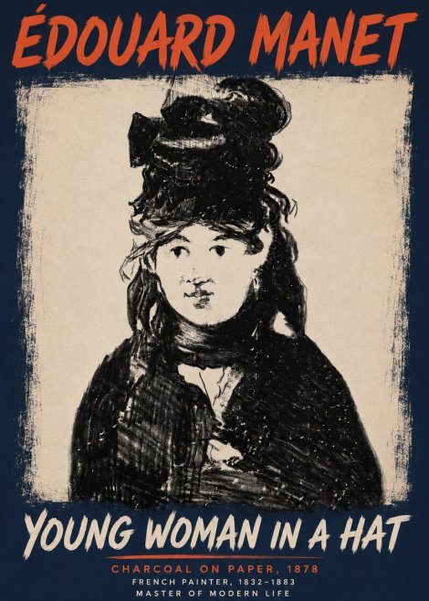 Édouard Manet Young Woman in a Hat III No4 - Poster