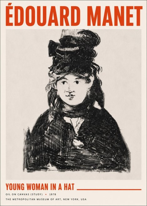 Édouard Manet Young Woman in a Hat IV No5 - Poster