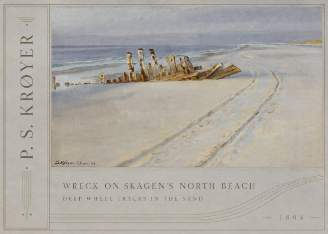 P.S. Krøyer Wreck on Skagen's North Beach. Deep Wheel Tracks in the Sand No2 - Poster
