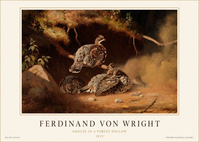 Ferdinand von Wright Grouse in a Forest Hollow No1 - Poster