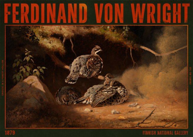 Ferdinand von Wright Grouse in a Forest Hollow No2 - Poster